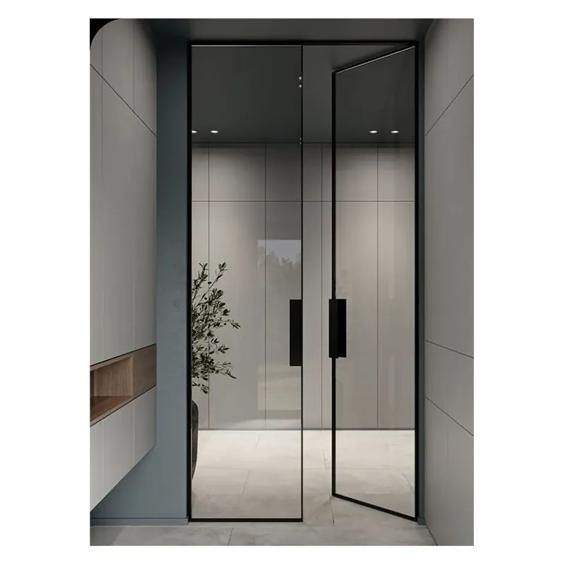 Fabrika fiyat banyo kapısı Modern tasarım sürgülü salıncak temizle temperli cam iç tam cam kapi