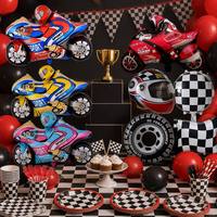 Ballons en aluminium à thème moto de course, très demandés, pour fête d'anniversaire d'enfants garçons, fournitures de décoration personnalisées en gros