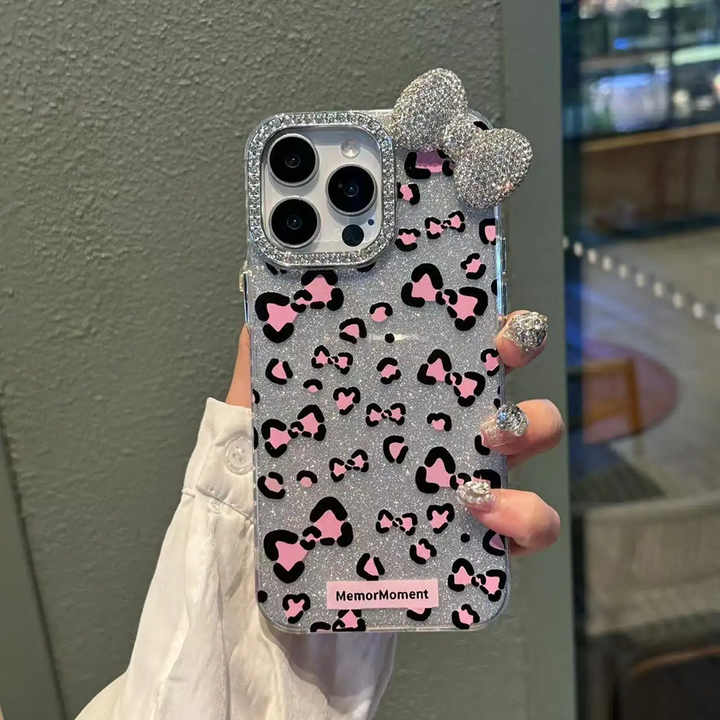 Cartoon Glitter Silver Diamond Print 3D Bow KT Cat Butterfly Phone case ...