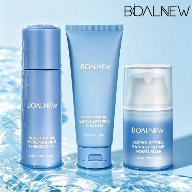 OEM ODM Korean Skin Care Set Ghk-CU Blue Copper Peptide Essence Toner Moisturizing Lotion Cream Radiance Repair Facial Cleanser