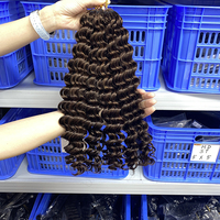 12A # Extensions de cheveux vietnamiens brun foncé à ondulations profondes, pré-bouclées, tresses au crochet sans nœuds, cheveux vierges pour femmes noires