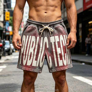 Pantalones Cortos Personalizados de Algodón 100% con Serigrafía, Estilo Hip Hop, Casual, Vintage, Lavados, Desgastados, con Efecto Descolorido por el Sol, de 5 Pulgadas de Entrepierna para Hombre - Product Image 3