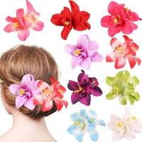 Pince à cheveux Q&Y avec fleurs artificielles hawaïennes d'hibiscus, d'orchidée et de plumeria pour femmes, filles et enfants, idéale pour les fêtes ou la fête des Mères
