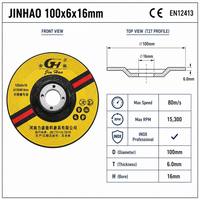 Disco de Pulir Negro JinHao 100x6x16mm T27 con Centro Depresado |   Disco de 4 Pulgadas para Metal INOX |   Amoladora de Alta Resistencia con Certificación EN12413 CE
