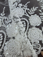 Tela de Tul Bordada con Lentejuelas de Alta Calidad, Doble Cara, Resistente a la Encogimiento, para Novias y Bodas