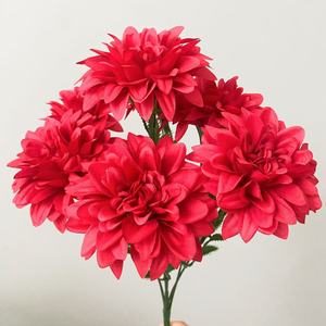 Flores Artificiales de Seda Transfronterizas, Ramo de Dalias Nórdicas Japonesas Retro Teñidas a Mano de 7 Cabezas, Decoración para el Hogar, Flor para Centros Comerciales - Product Image 3