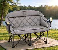 Chaise de camping pliable portable à double siège, cadre en aluminium, tissu Oxford, chaise longue de jardin d'extérieur