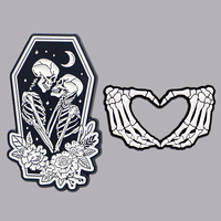 Pin Enamel Kerangka Halloween, Bros Gerakan Cinta, Pin Kerah, Lencana Kreatif, Aksesoris Pakaian, Perhiasan Punk, Hadiah untuk Kekasih