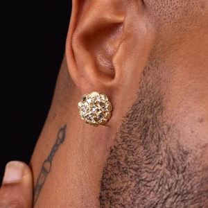Vente chaude 9K 10K 14K 18K or massif pépite boucle d'oreille personnalisé laboratoire cultivé diamant pépite boucles d'oreilles hommes femmes bijoux - Product Image 3