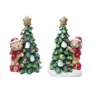 Nativité traditionnelle lumière LED décor de noël polyrésine père noël arbre artificiel support en résine décoration de la maison cadeau artisanat - Product Image 1