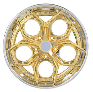 Rines Forjados de 2 Piezas de 20 Pulgadas con Borde Cromado Blanco y Centro Dorado, Personalizados de Fábrica, 5 Orificios para Porsche 911 - Product Image 2