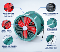 Ventilateur axial industriel pour l'extraction des fumées et des poussières, ventilateur de conduit tubulaire, boîtier en acier 380V pour les acheteurs de projets