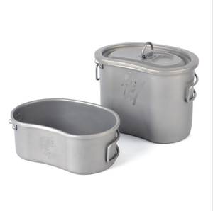 Cacerola de titanio de alta calidad para acampar y cazar al aire libre con asas tipo mariposa, cantimplora de 740 ml, plato/tazón de 380 ml - Product Image 5