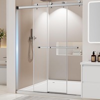 Paroi de douche en verre cannelé moderne et minimaliste avec cadre noir fixe pour hôtellerie