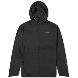 Chaqueta de invierno de tela de nailon negra para hombre, chaqueta impermeable con logotipo personalizado, ligera