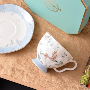 Classic Design British Bone China English Tea Set Blue Flower Bird Coffee <b>Cup</b> <b>Saucer</b> Luxury High-End Gift Box Water <b>Cup</b> - Product Image 6