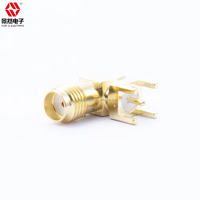 Conectores Coaxiales de Latón RF con Montaje en PCB de 48 Horas, Terminal de Antena Jack SMA Hembra de 50 ohmios Chapado en Oro de Ángulo Recto de 90 Grados
