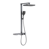 Ensemble de douche multifonctionnel en cuivre brossé, réglable par rotation, avec mitigeur eau chaude/froide, douchette à main et jet pluie, pour hôtels et villas