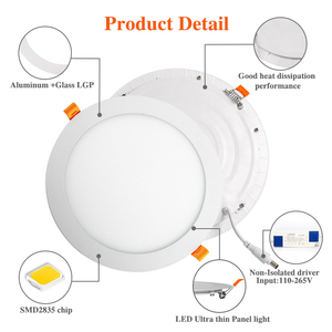 Lámpara LED de Techo Empotrada o de Superficie, Redonda o Cuadrada, de 3W, 6W, 9W, 12W, 18W, 24W, para Sala de Estar u Oficina - Product Image 2