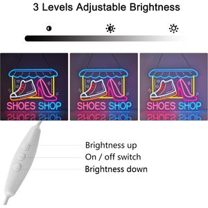 Letreros LED de Neón para Tienda de Zapatos, Regulables, Alimentados por USB, Luz Ambiental, Decoración para Escaparates, Luz Indicadora de Calle, Personalizables - Product Image 2