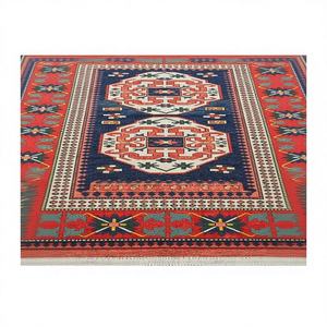 Auténtica Alfombra de Lana Tejida a Mano, Estilo Persa, con Patrón Geométrico, Antideslizante, Ecológica, Hecha a Mano por los Kazakos, 9x12 - Product Image 1