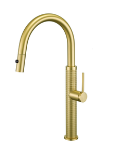 <span class=keywords><strong>Robinet</strong></span> de cuisine moderne en laiton, finition or brossé, monotrou, avec douchette extractible et cartouche céramique, pour la maison (vente en gros) - Product Image 2