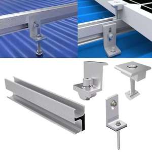 Dân cư thương mại quang điện <span class=keywords><strong>PV</strong></span> bảng điều khiển khung Bộ dụng cụ năng lượng mặt trời gắn đường sắt nhôm cho mái nhà - Product Image 2