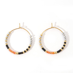 2026 תכשיטים חדשים מצופה זהב בעבודת נירוסטה עגילי חישוק זהב אופנה חרוזים בעבודת יד עגיל - Product Image 2