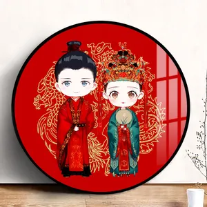 סיטונאי מחיר זול ציור קלאסי תרבות סינית אישה עגולה בצורת מסגרת יהלום