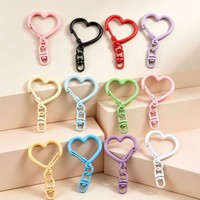 Mousqueton pivotant en forme de cœur multicolore, porte-clés en métal, fermoir pour bijoux faits main, fournitures pour pendentifs de sac