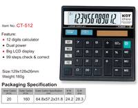Calculatrice à 12 chiffres double puissance, fonction vérification et correction du clavier, convertisseur de monnaie, 99 marches