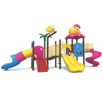 Aire de jeux extérieure en plastique pour enfants avec toboggans en spirale et doubles toboggans droits, marque Starsky