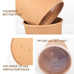 Cuenco <span class=keywords><strong>de</strong></span> papel Kraft marrón para llevar <span class=keywords><strong>de</strong></span> color personalizado reciclable <span class=keywords><strong>de</strong></span> 750Ml, contenedor <span class=keywords><strong>de</strong></span> sopa y comida, cuenco <span class=keywords><strong>de</strong></span> papel para restaurante para cocinar - Product Image 4