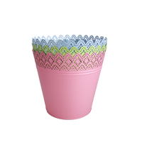 Série de pots à fleurs en métal galvanisé de couleur vive, pots creux en métal pour la décoration de la maison et du jardin
