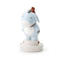 Figurine d'âne mignonne en résine grise sur base ronde, sculpture d'animal de dessin animé pour la décoration de la maison, du bureau, des étagères et du bureau