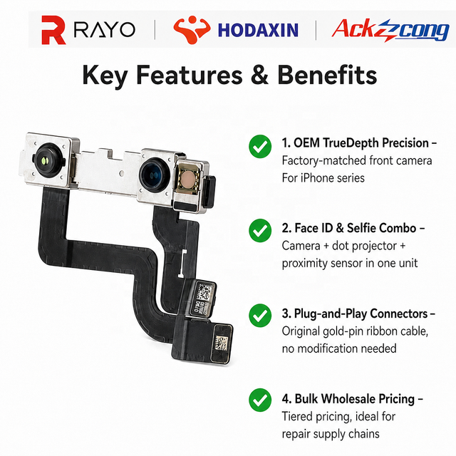 For iPhone 16 Pro Max 15 Pro Max XR X XS MAX Front Camera Module with Face ID Sensor Replacement Part