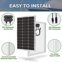 Panneau solaire monocristallin 12V 24V 20W 30W 50W 100W, module PV rigide en verre, qualité A, certifié TUV, pour hors réseau, camping-car, bateau, camping