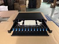 Panel distribusi serat Odf 24 "rak 19" Port 24 Core 1u Sc/apc Panel Patch serat optik, dengan adaptor kuncir