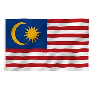 Fast Delivery 3x5ft 90x150cm Outdoor Sublimation Design Print Logo Nylon Polyester Malaysia Country Flag
