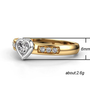 Anello minimalista a due toni a forma di cuore per donna, elegante gioiello alla moda per l'indice - Product Image 5