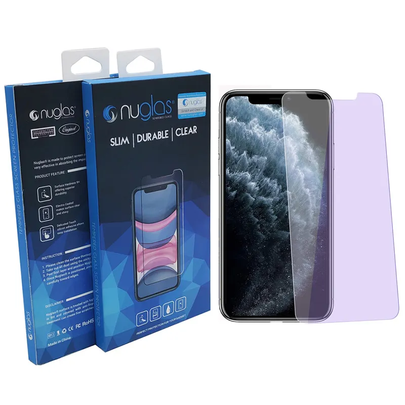 Film protecteur d'écran pour iphone, en verre trempé bleu clair, pour modèles XS, 11 Pro