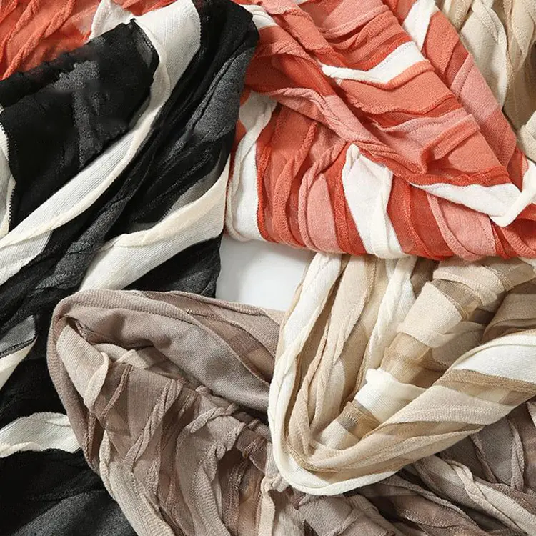 Yeni tasarım yumuşak düz boyalı jarse kumaş stipe jakarlı abaya streç rayon polyester örme elbise kumaş
