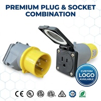 Adaptateur de connecteur d'alimentation électrique avec couvercle, prise industrielle CEE 16A 110V vers prise standard américaine NEMA 5-15R 15A 125V ETL