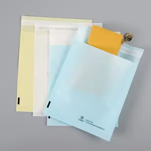 Оптовая продажа, перерабатываемая самоклеящаяся крафт-упаковка, вощеный бумажный пакет с логотипом, матовый стеклянный бумажный конверт для одежды
