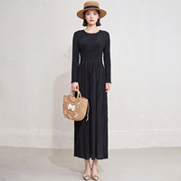 Robe longue plissée pour femme, livraison en 7 jours, robe élégante à manches longues, tenue élégante et modeste, robe plissée pour occasions sociales