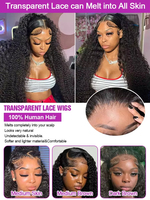 Perruque de cheveux humains bouclée de 30 pouces avec dentelle frontale 13x6 HD, perruque frontale complète HD Water Wave pré-épilée en promotion