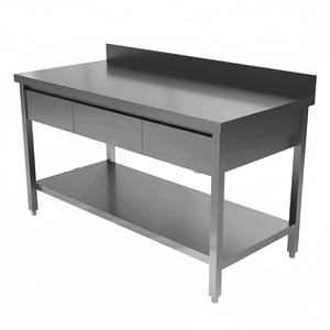 Tavolo da lavoro in acciaio inossidabile con backsplash - Product Image 1