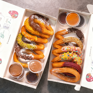 Caja de papel para patatas fritas para llevar comida personalizada, caja de papel desechable para <span class=keywords><strong>Churros</strong></span> con agujeros para salsa, caja de embalaje para <span class=keywords><strong>Churros</strong></span> - Product Image 2