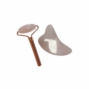 หยกธรรมชาติ 100% โรสควอตซ์ โรลเลอร์ กัวซา บอร์ด นวดหน้า ยกกระชับใบหน้า - Product Image 4