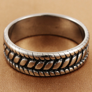 Men's Tibetan Silver Hemp Rope <b>Ring</b> Steel Color Punk Style Retro Trendy Jewelry 280716 - Product Image 1